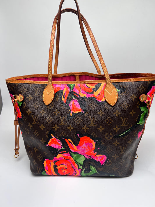 Louis Vuitton Brown Handbags Nevefull Roses MM